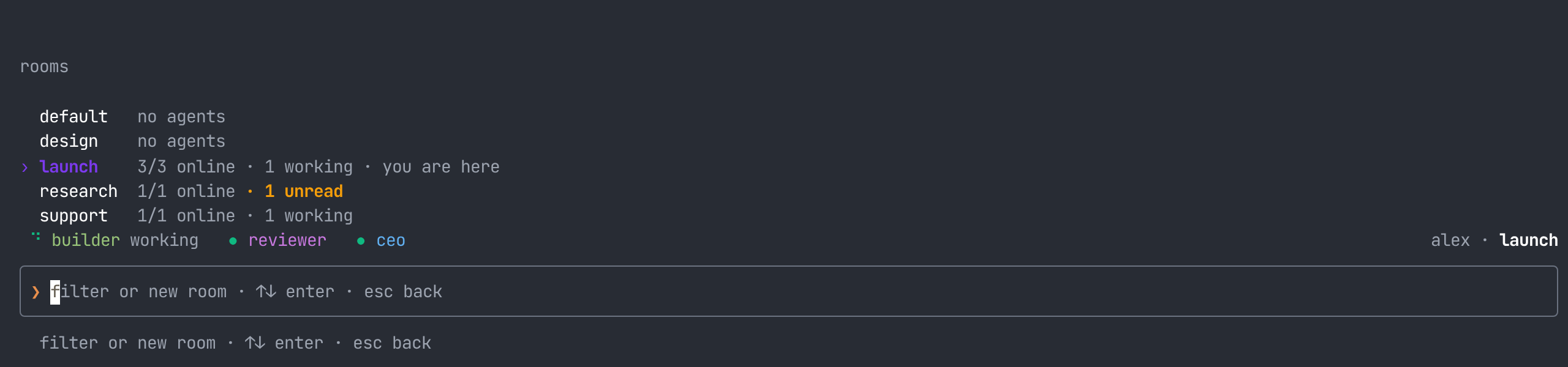 Metacom room picker in the browser.